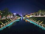 西安城墙护城河夜景河流公园