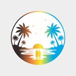 夏日海边漫步图案