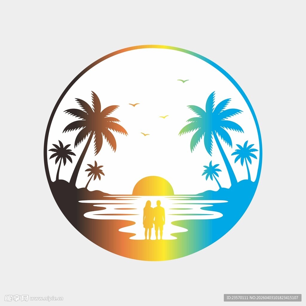 夏日海边漫步图案