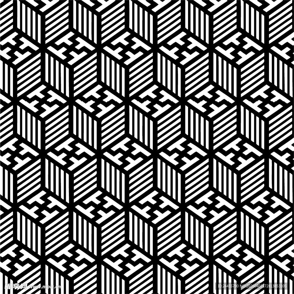 黑白几何立体图案纹理