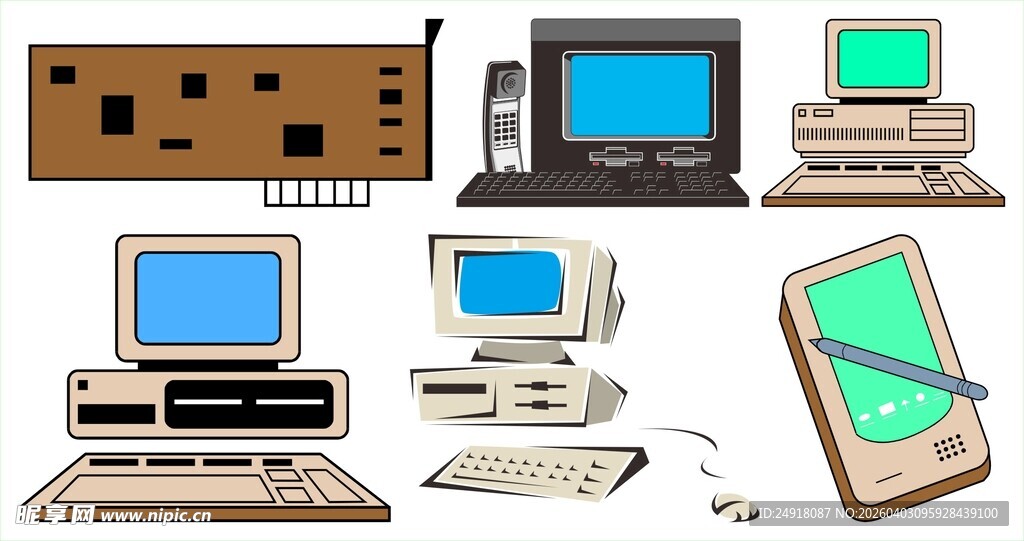 复古计算机设备展示