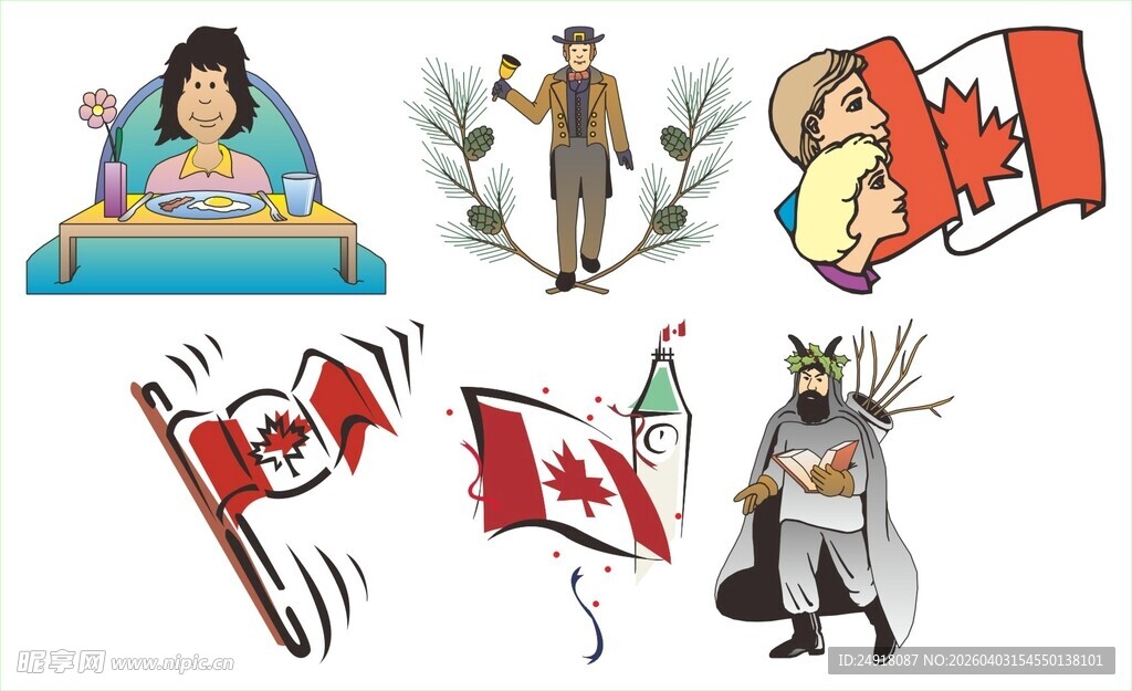 加拿大文化元素插画展示