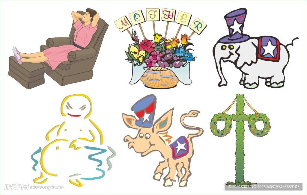 卡通节日装饰元素集合