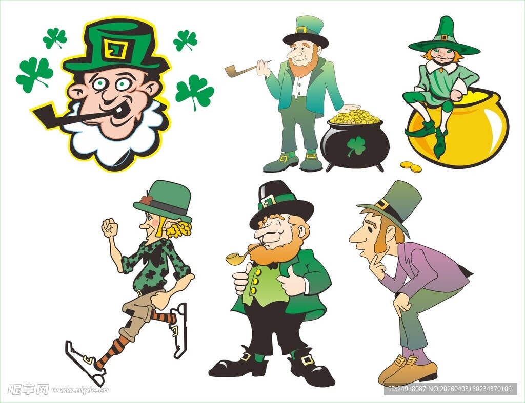 圣帕特里克节卡通人物形象