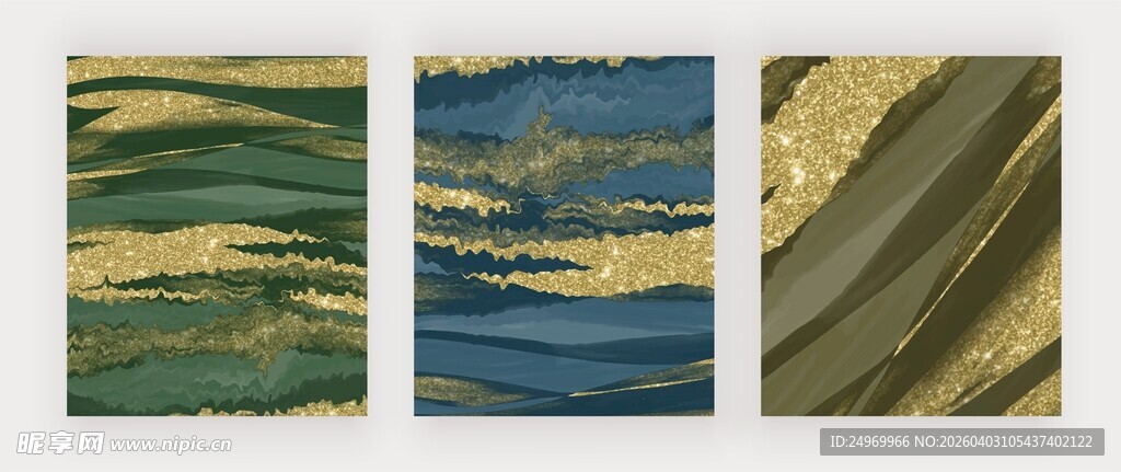 抽象笔触三色艺术画作