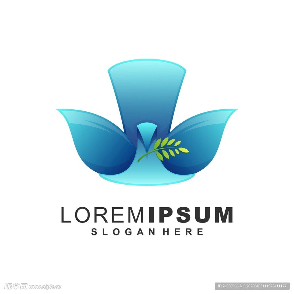 蓝色花朵创意标志设计