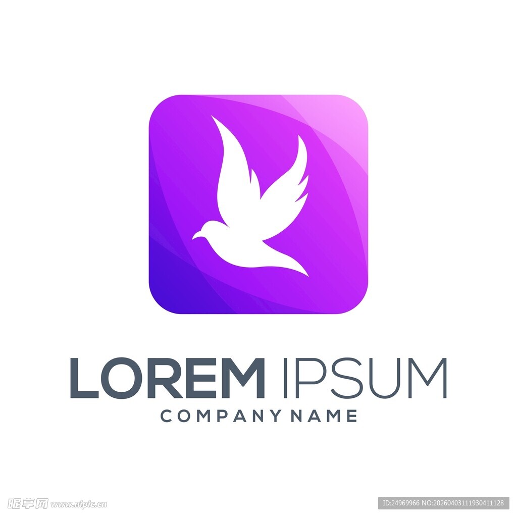 紫色飞鸟公司标志设计