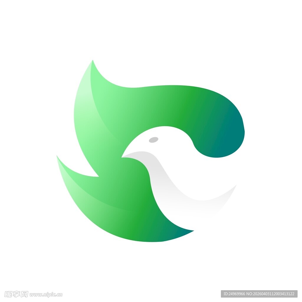 绿色飞鸟创意标志设计