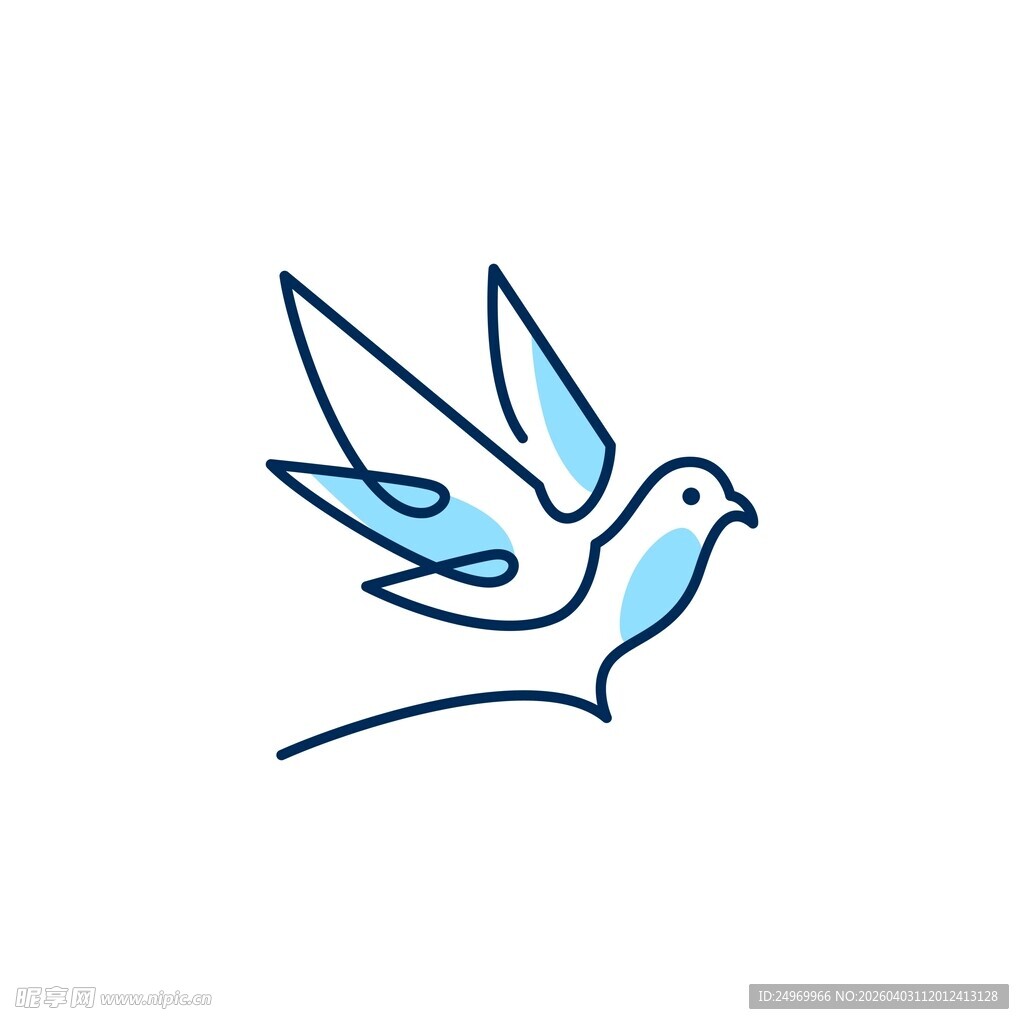 飞翔的简约线条小鸟