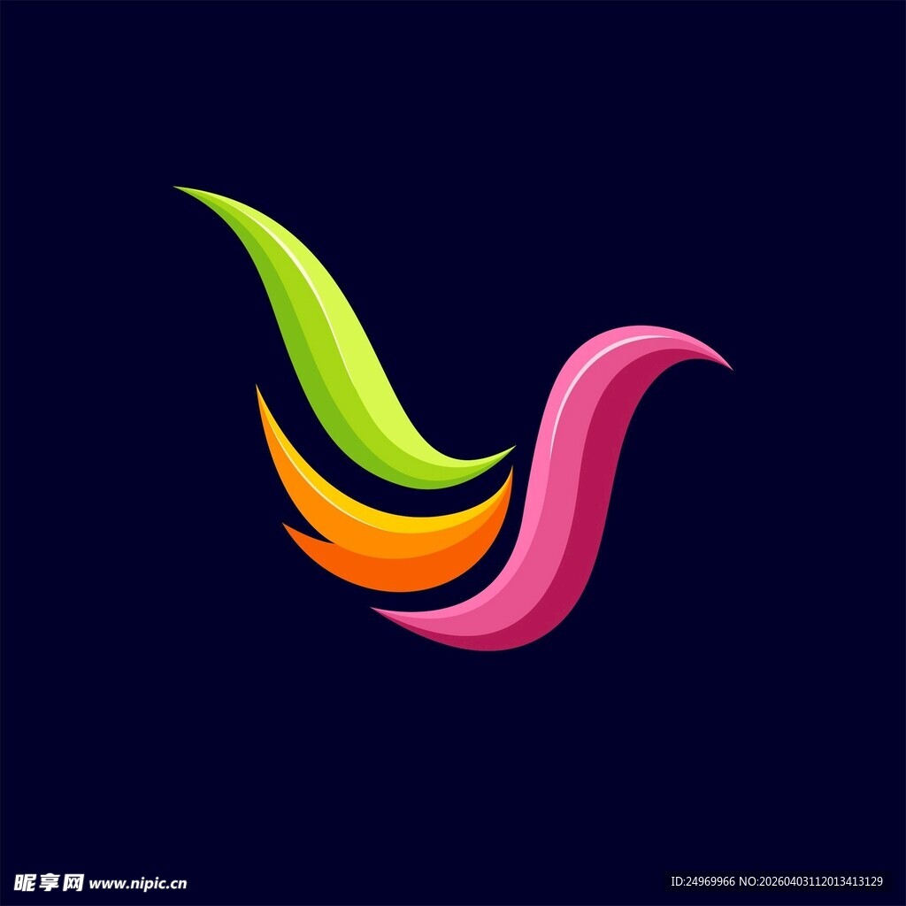 多彩飞鸟标志设计