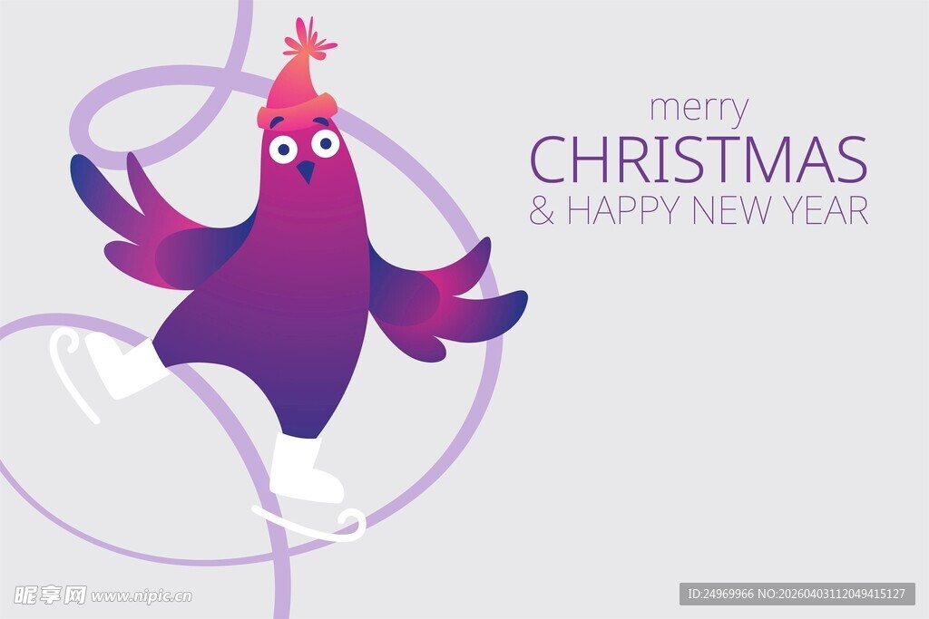 圣诞飞鸟装饰图案设计