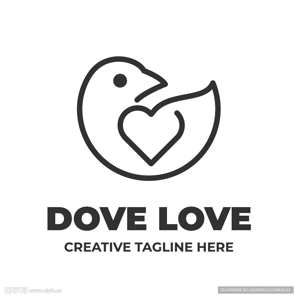 鸽子爱心标志设计
