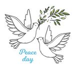和平日双鸽衔枝插画