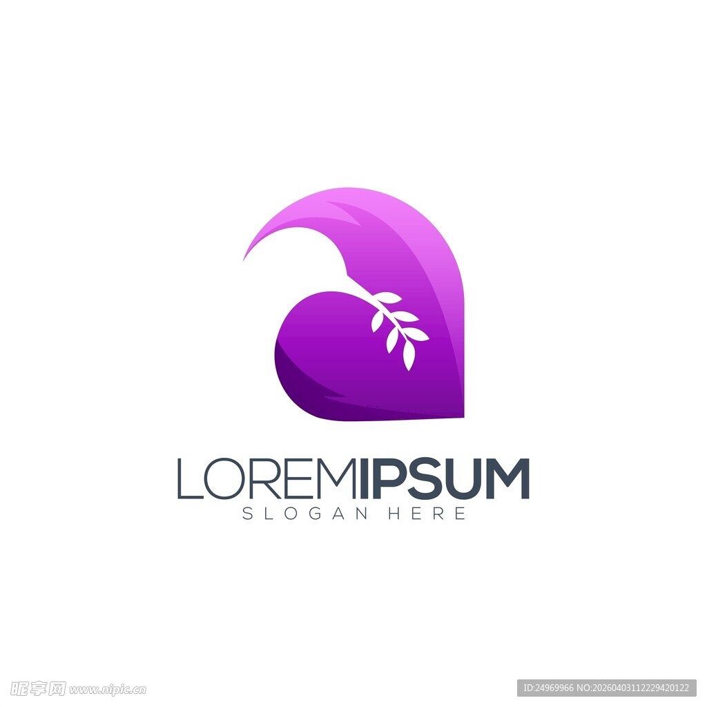 紫色抽象叶子标志设计