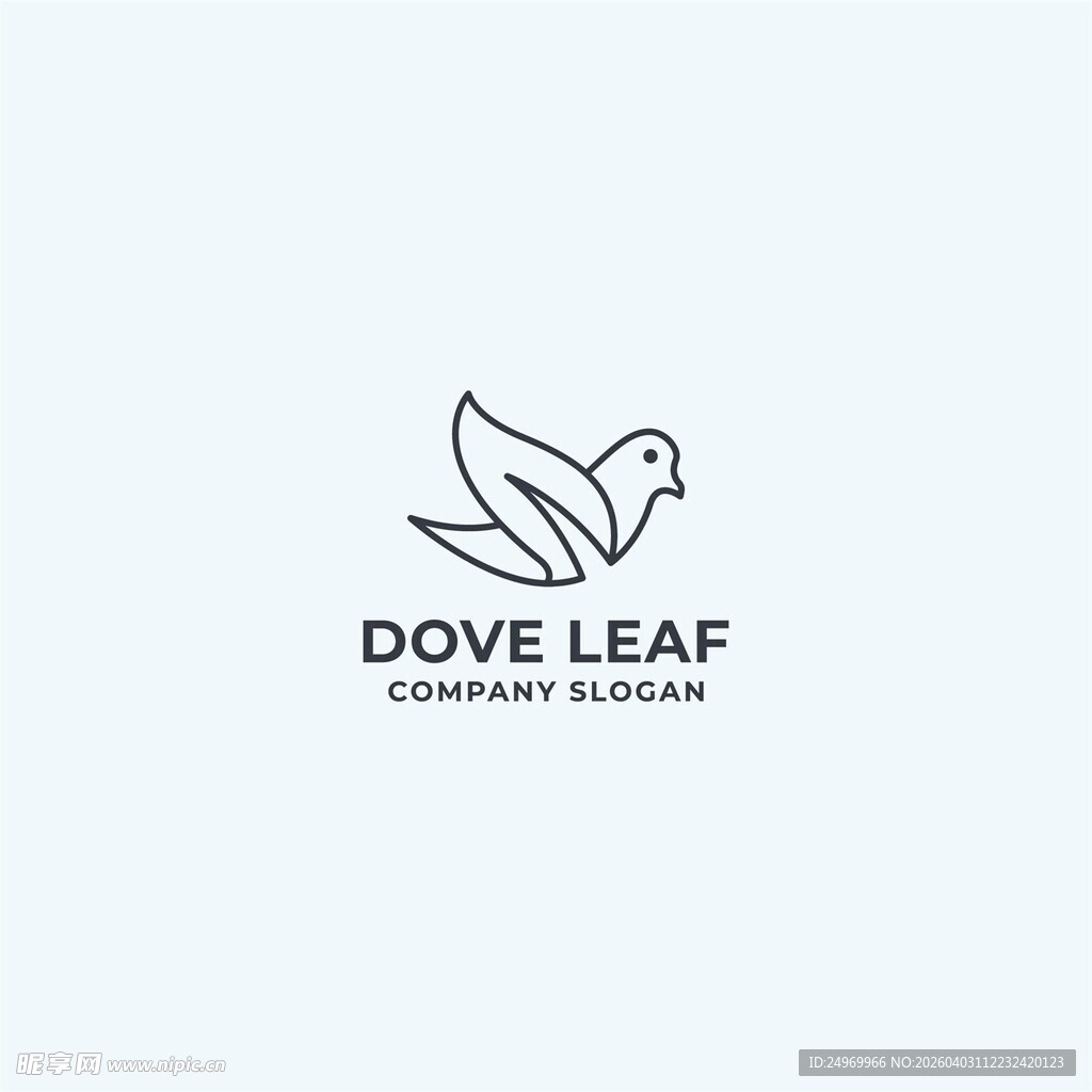 鸽子叶子简约标志设计