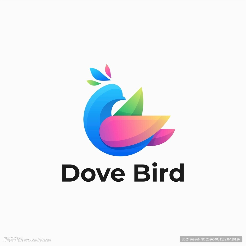 多彩鸽子标志设计