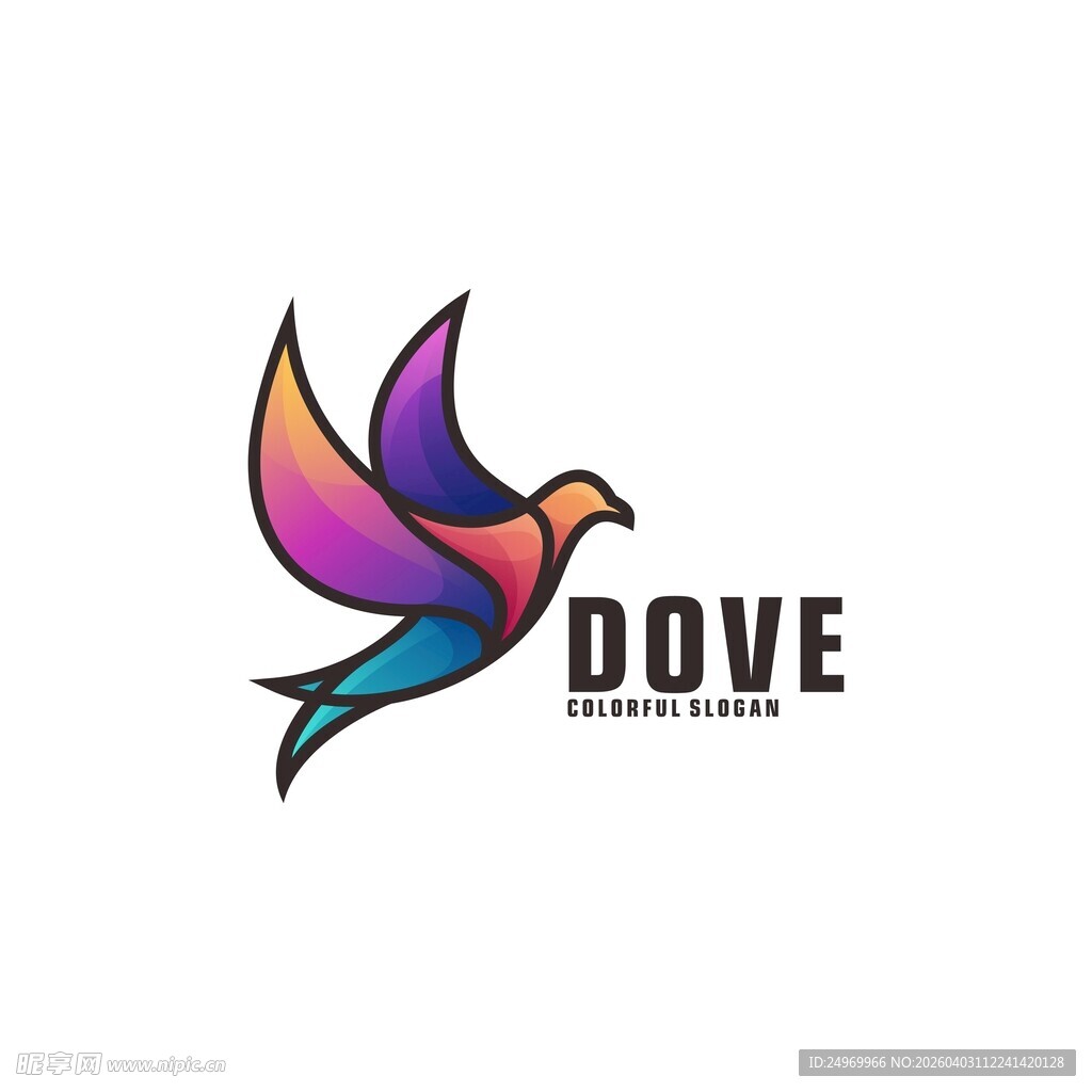 多彩飞翔鸽子标志设计