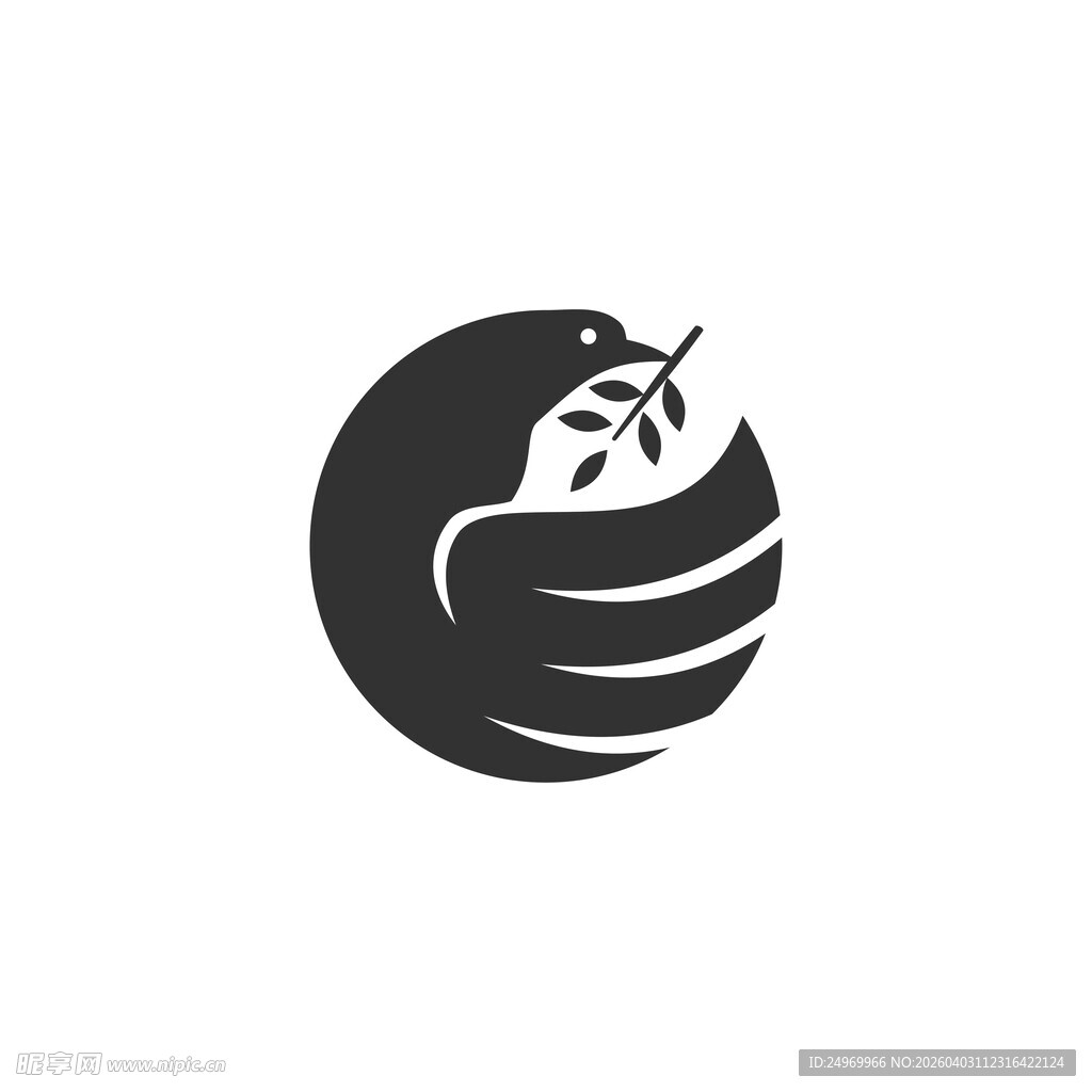 飞鸟衔枝简约标志图案