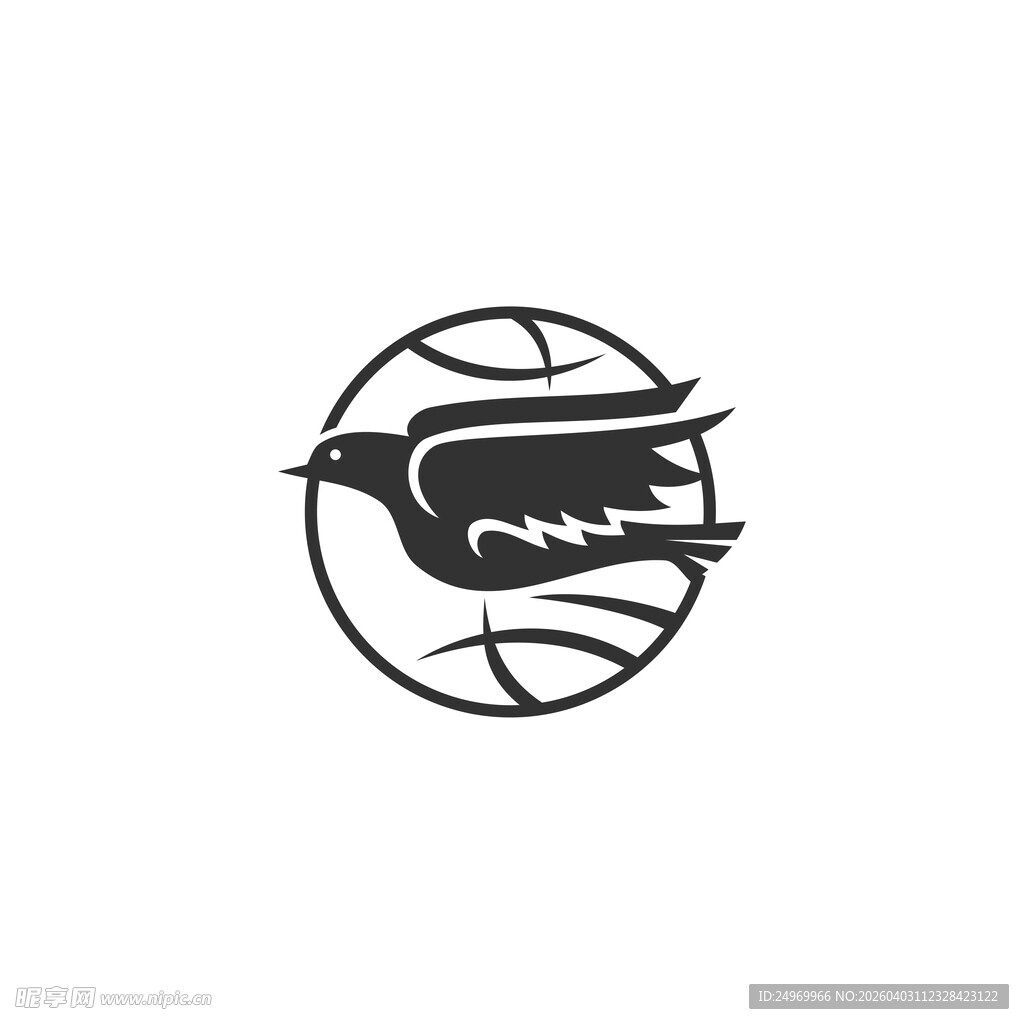 篮球飞鸟标志设计