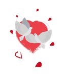 爱心白鸽浪漫插画