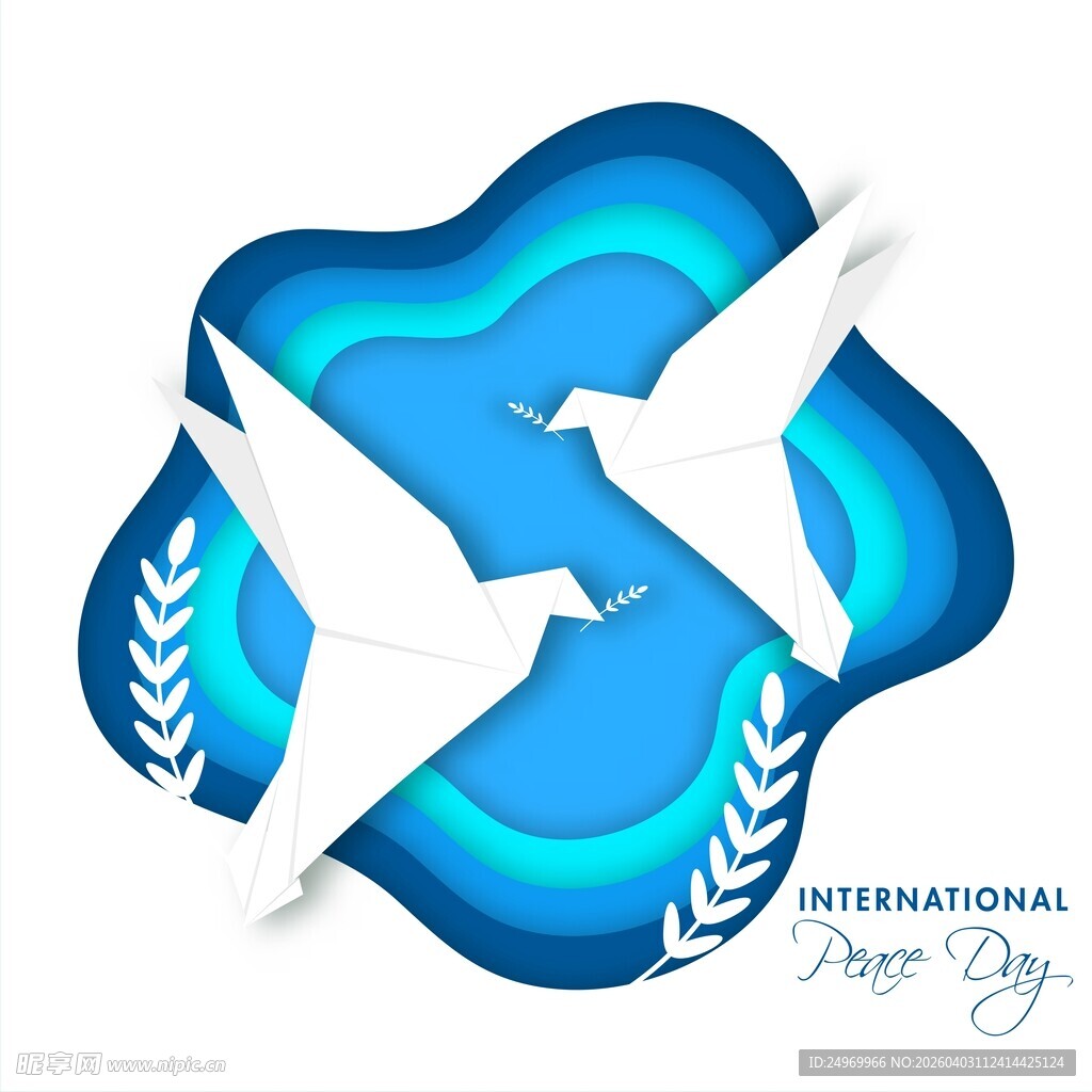 国际和平日纸鸽主题图标