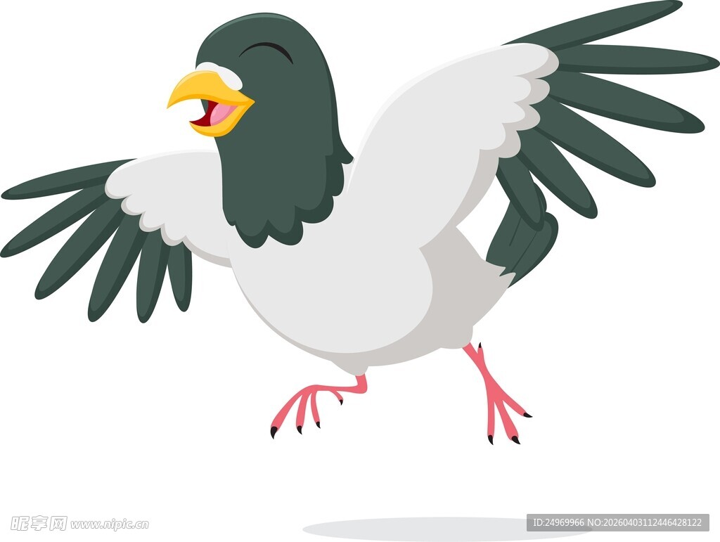 展翅飞翔的卡通鸽子