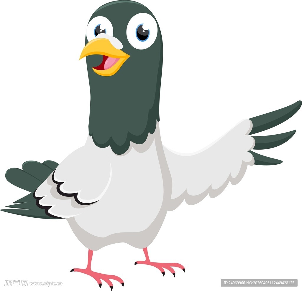 可爱卡通鸽子张开翅膀