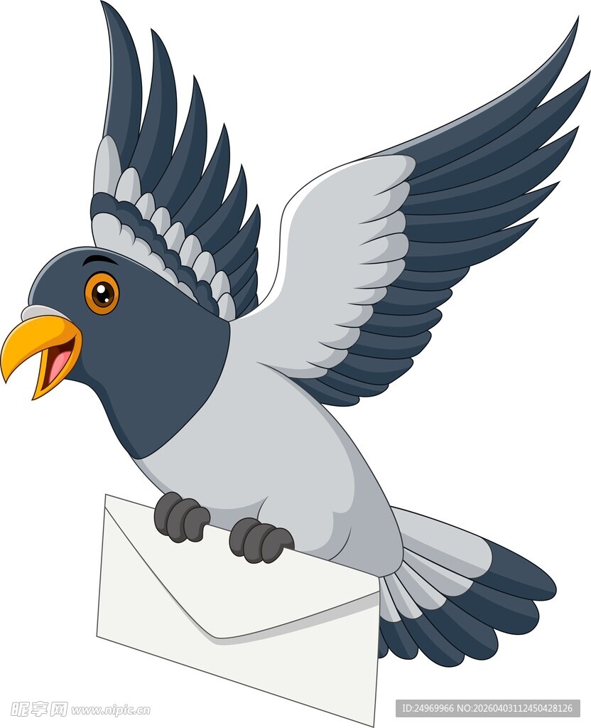 信鸽衔信封传递信息