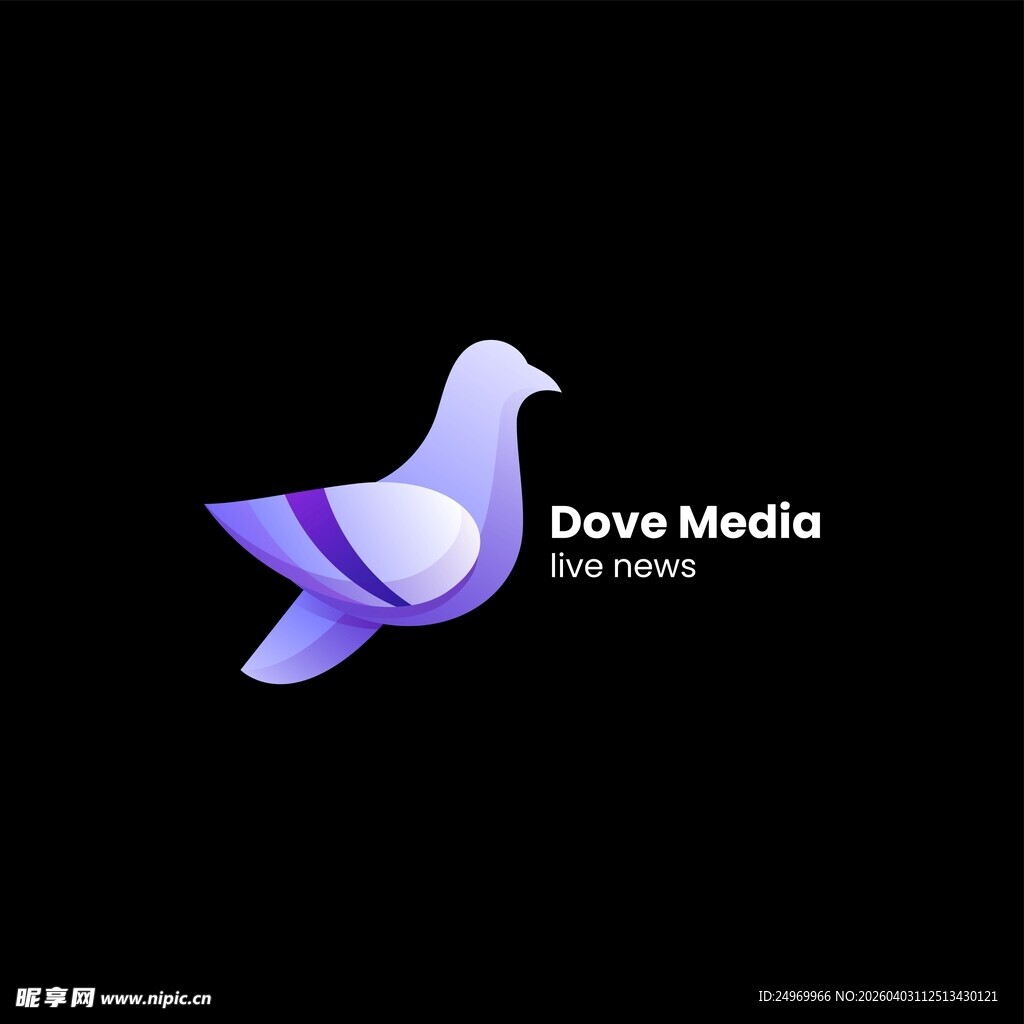多芬媒体紫色飞鸟标志