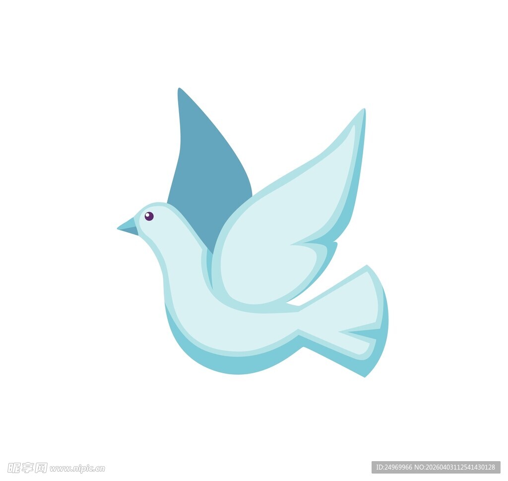 飞翔的浅蓝色和平鸽