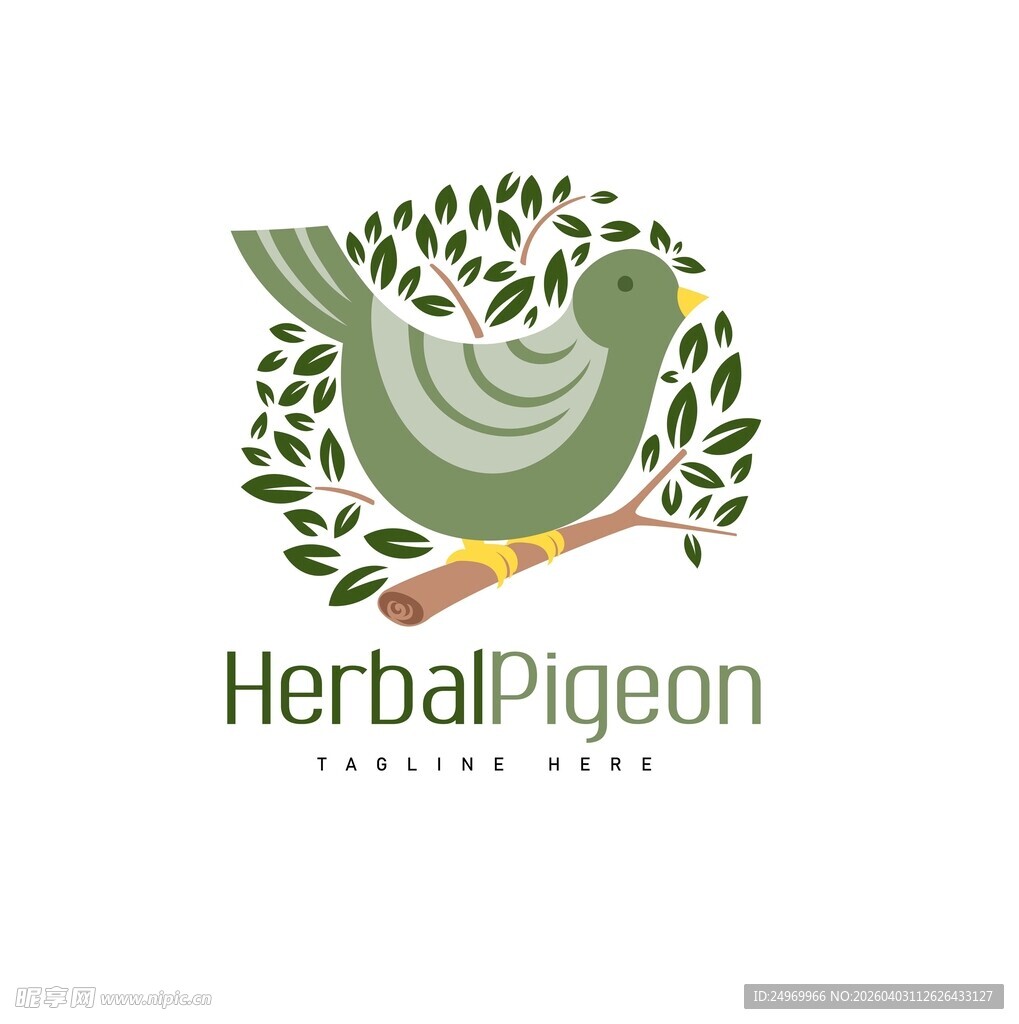 草本鸽子标志设计