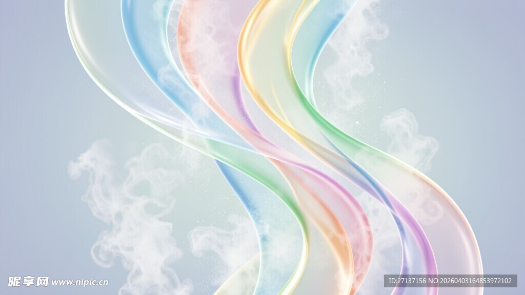 梦幻彩色云间飘带