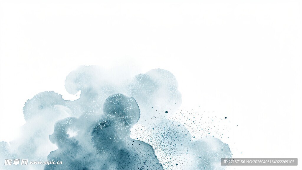 淡蓝色水彩晕染抽象背景