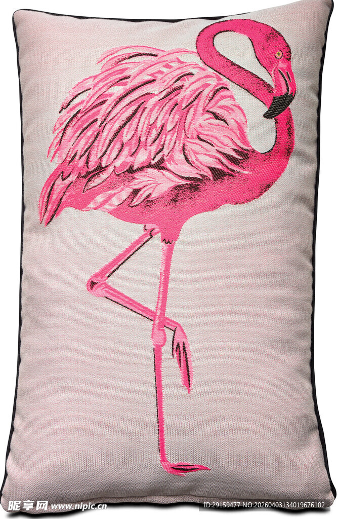 粉色火烈鸟图案抱枕