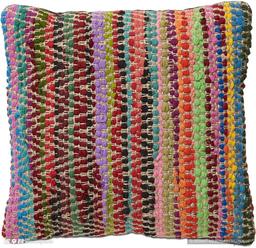 多彩条纹针织抱枕