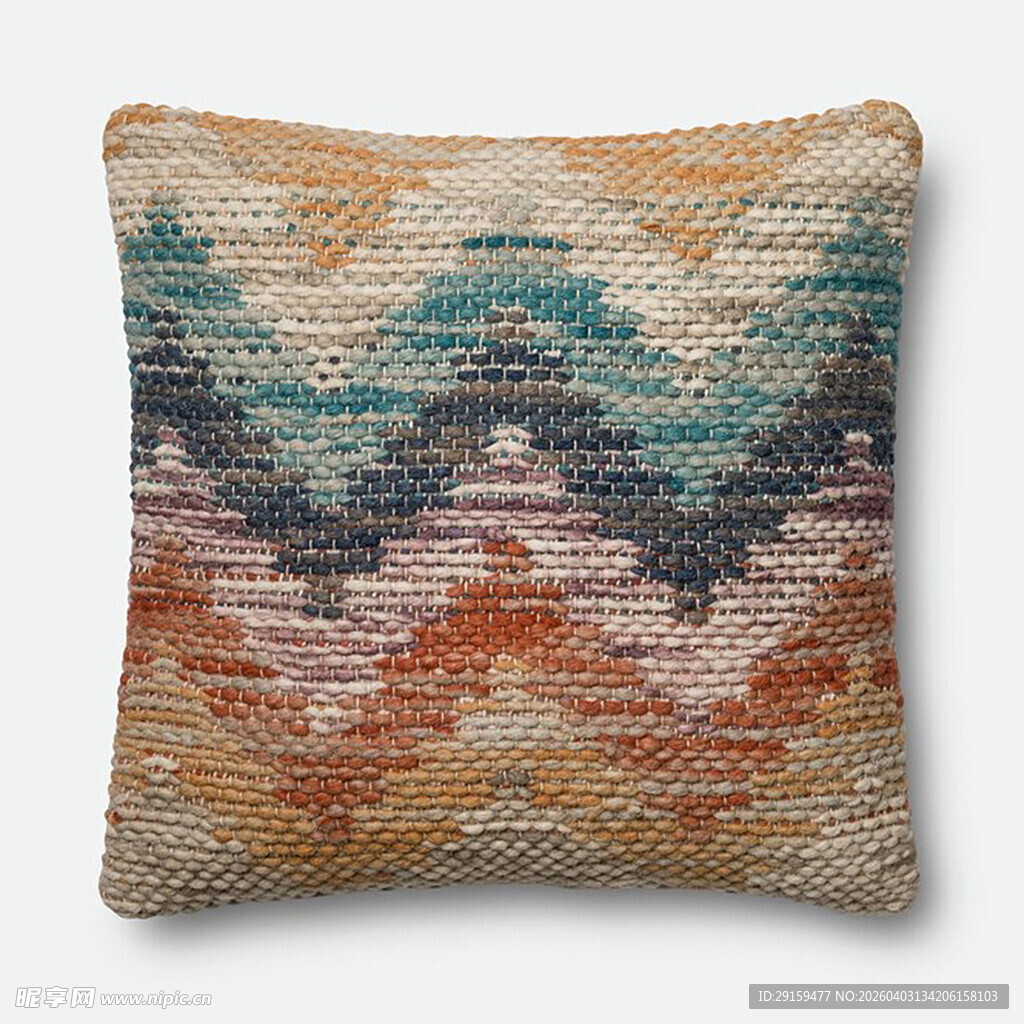 多彩波浪纹编织抱枕