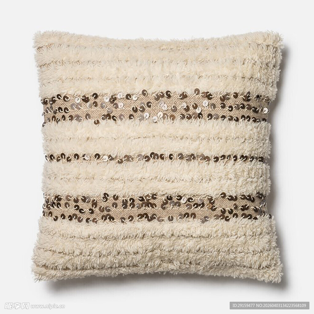 米白色条纹编织抱枕