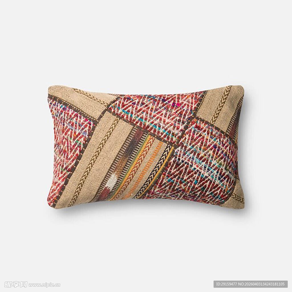 复古拼布风长方形抱枕