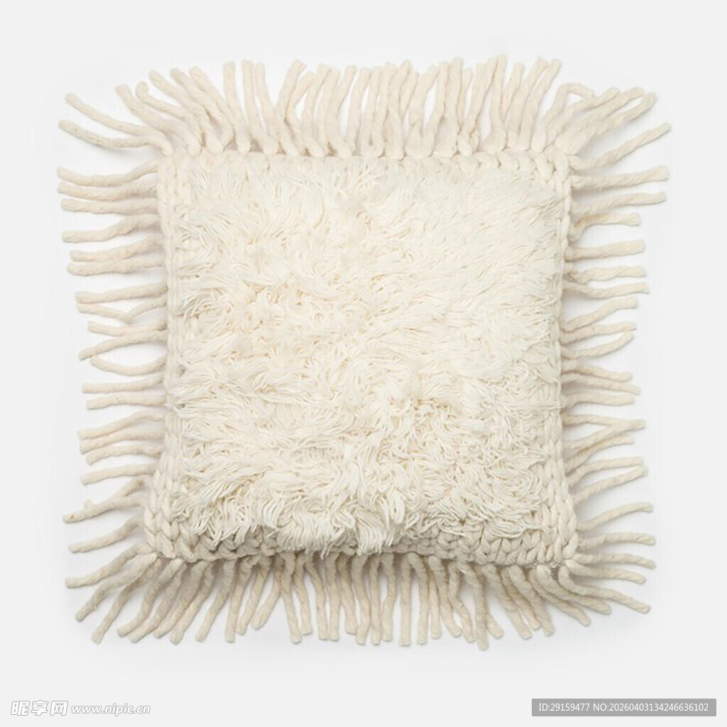 米白色流苏装饰抱枕