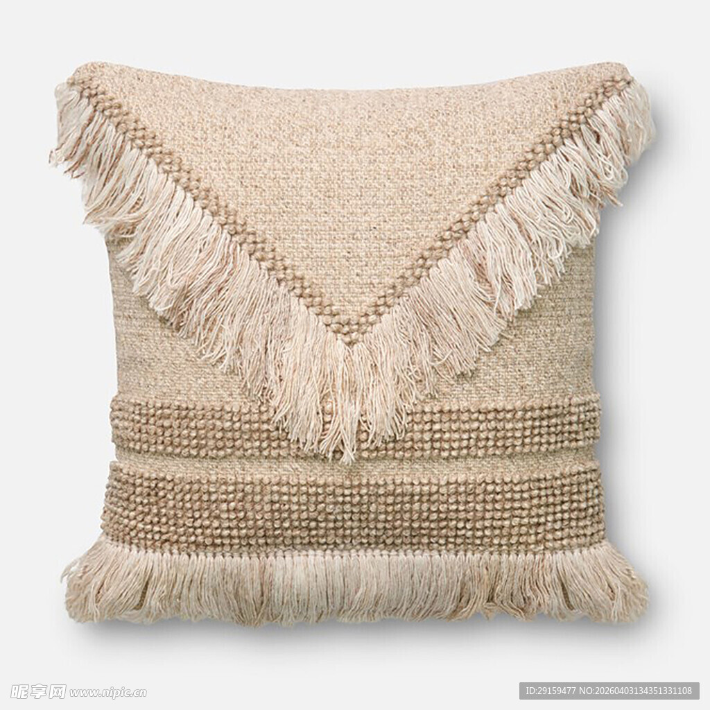 流苏装饰米色抱枕