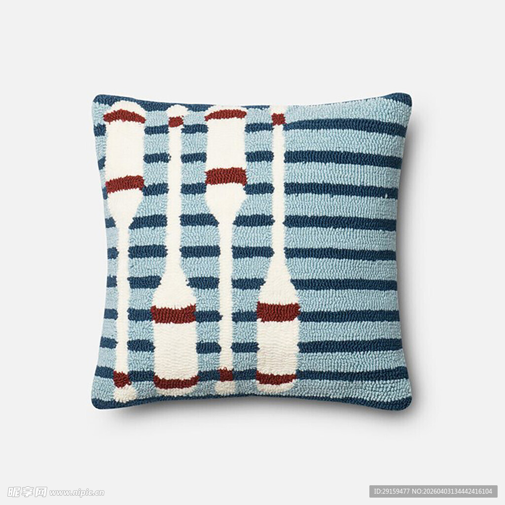 蓝白条纹桨图案抱枕