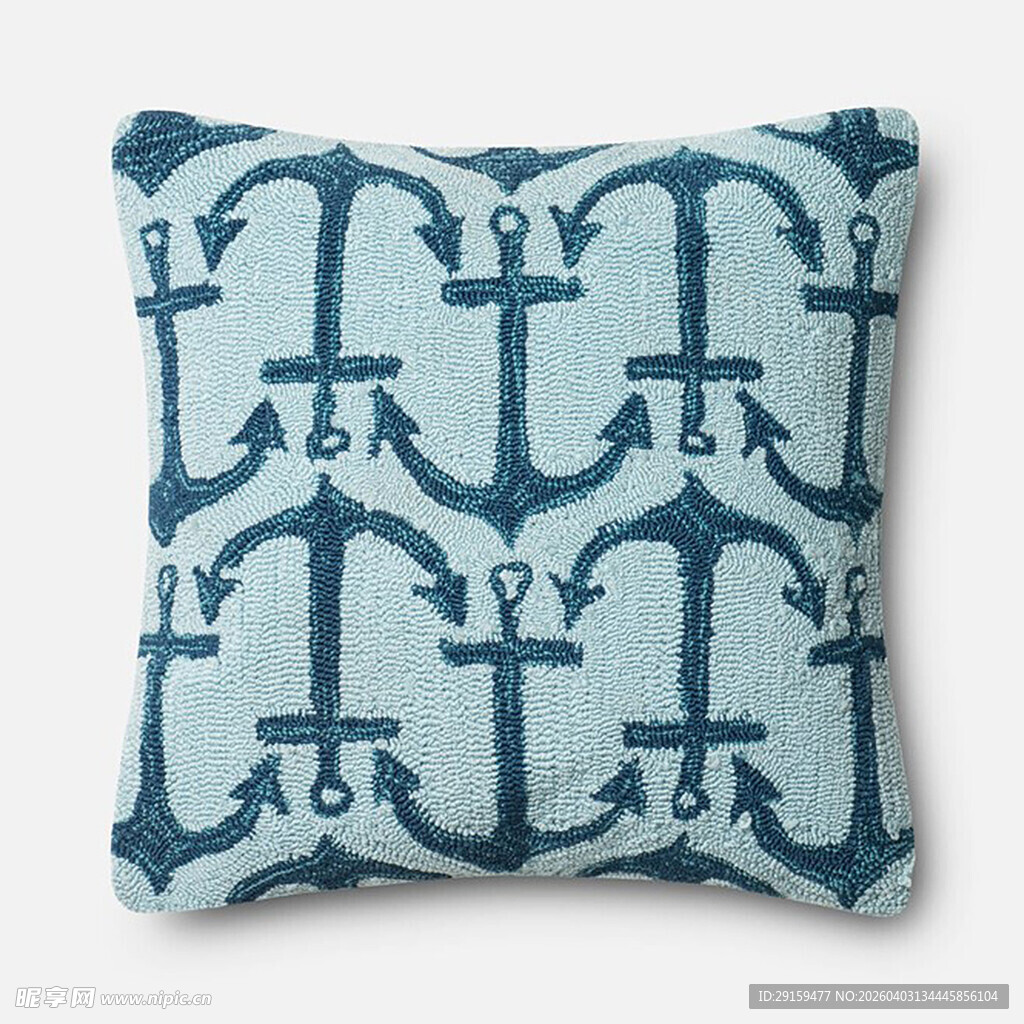 蓝白锚图案靠垫
