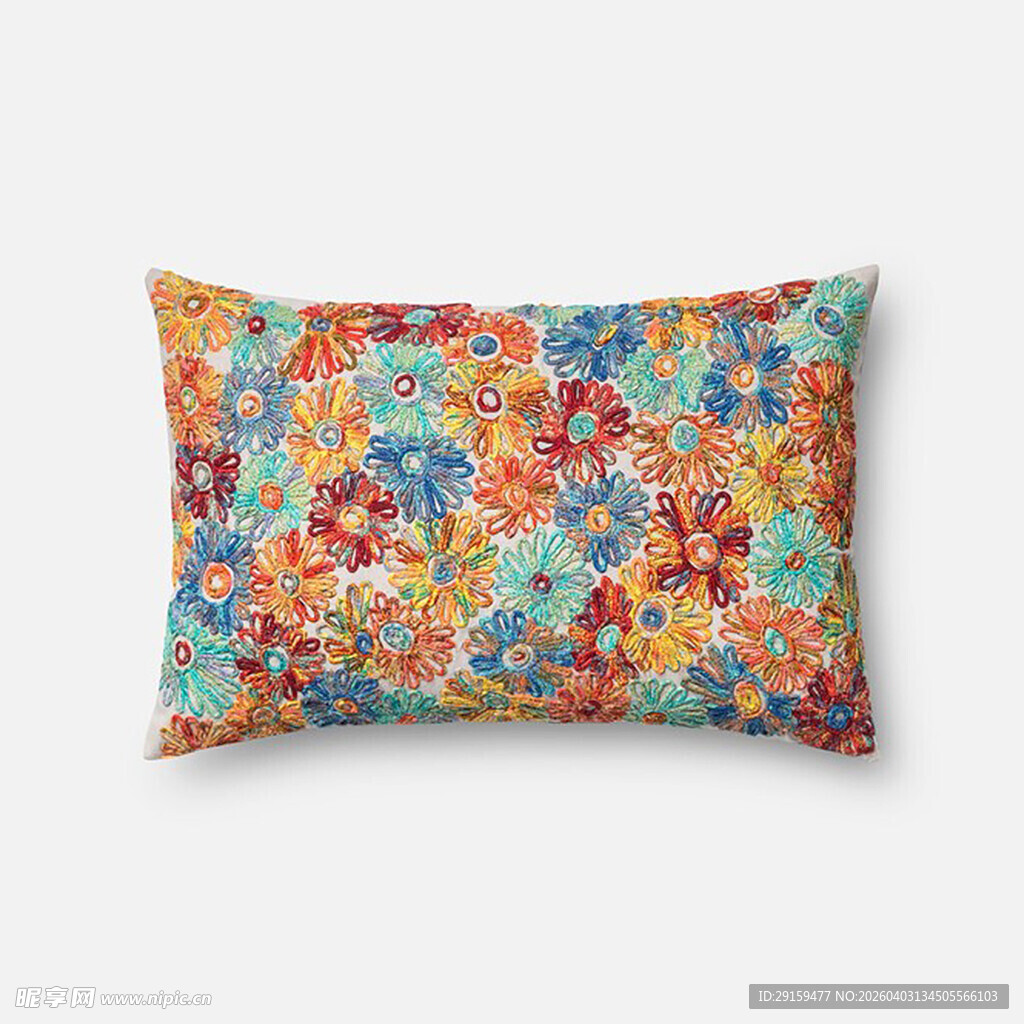 多彩花卉图案长形抱枕