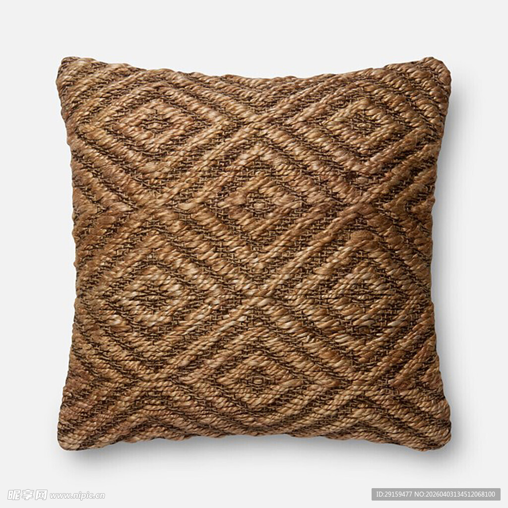 几何图案棕色编织抱枕