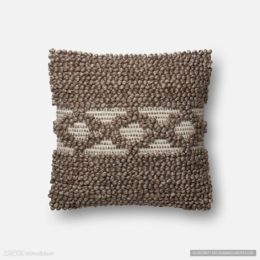 棕色几何图案针织抱枕
