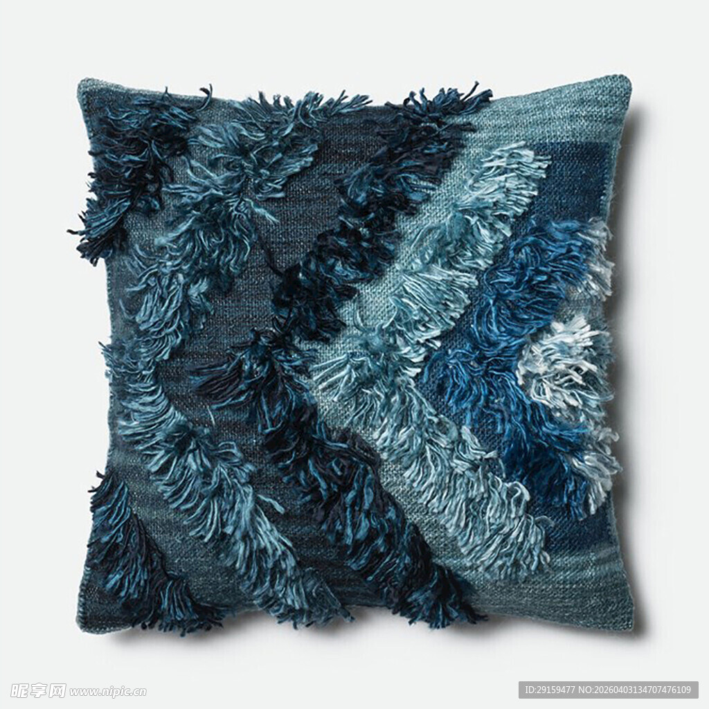 蓝调拼布风抱枕