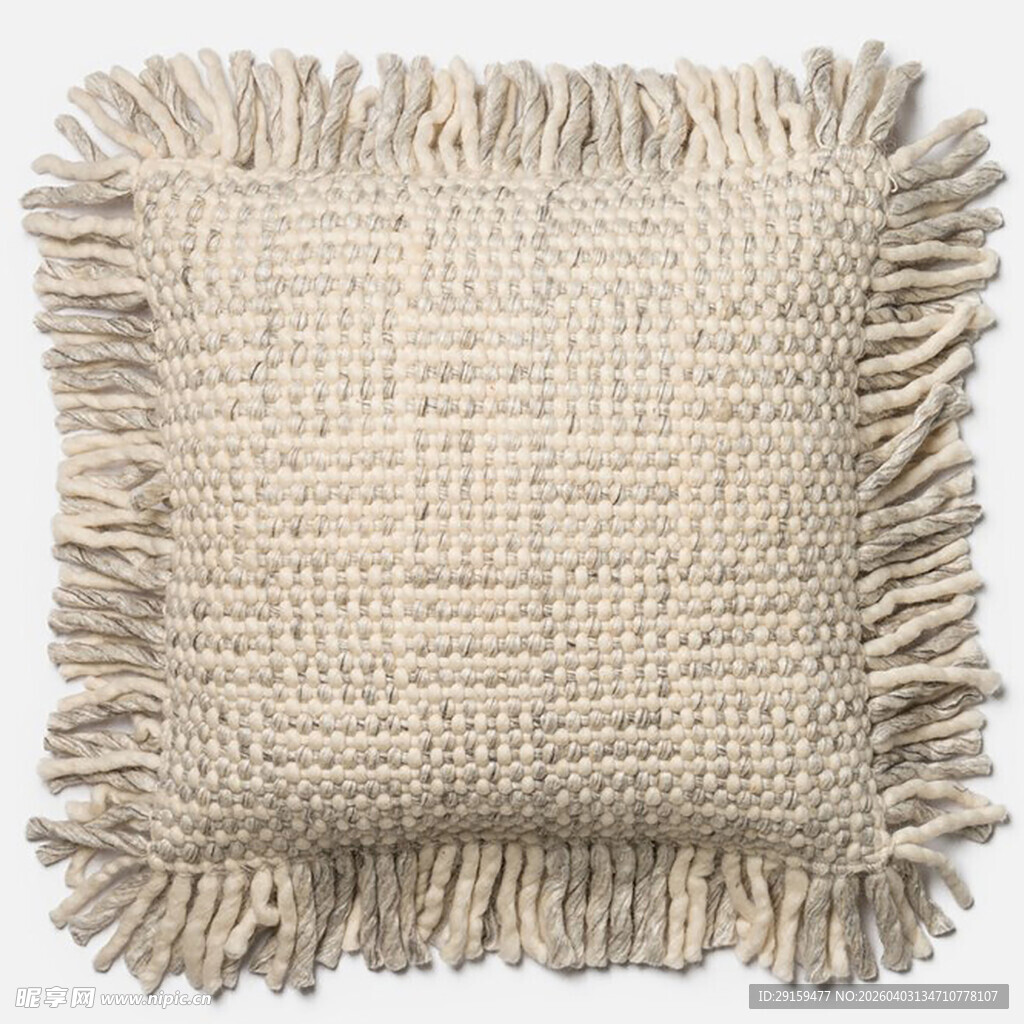 米色流苏边方形抱枕