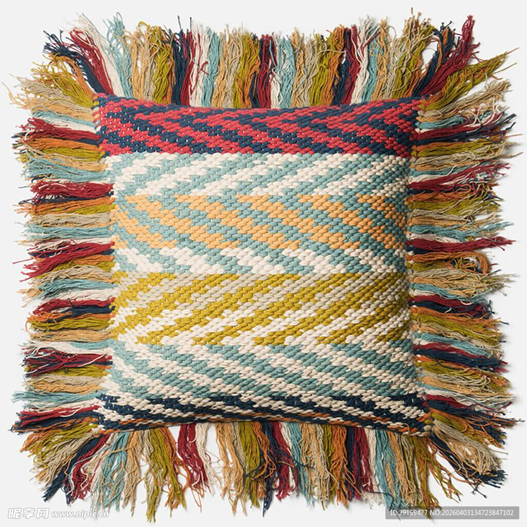 多彩流苏几何图案抱枕