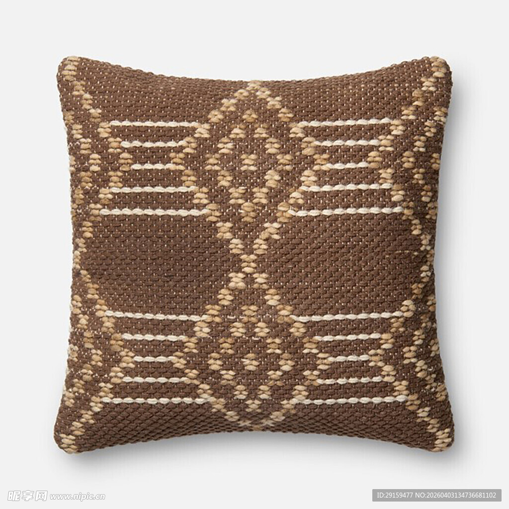 棕色几何图案针织抱枕