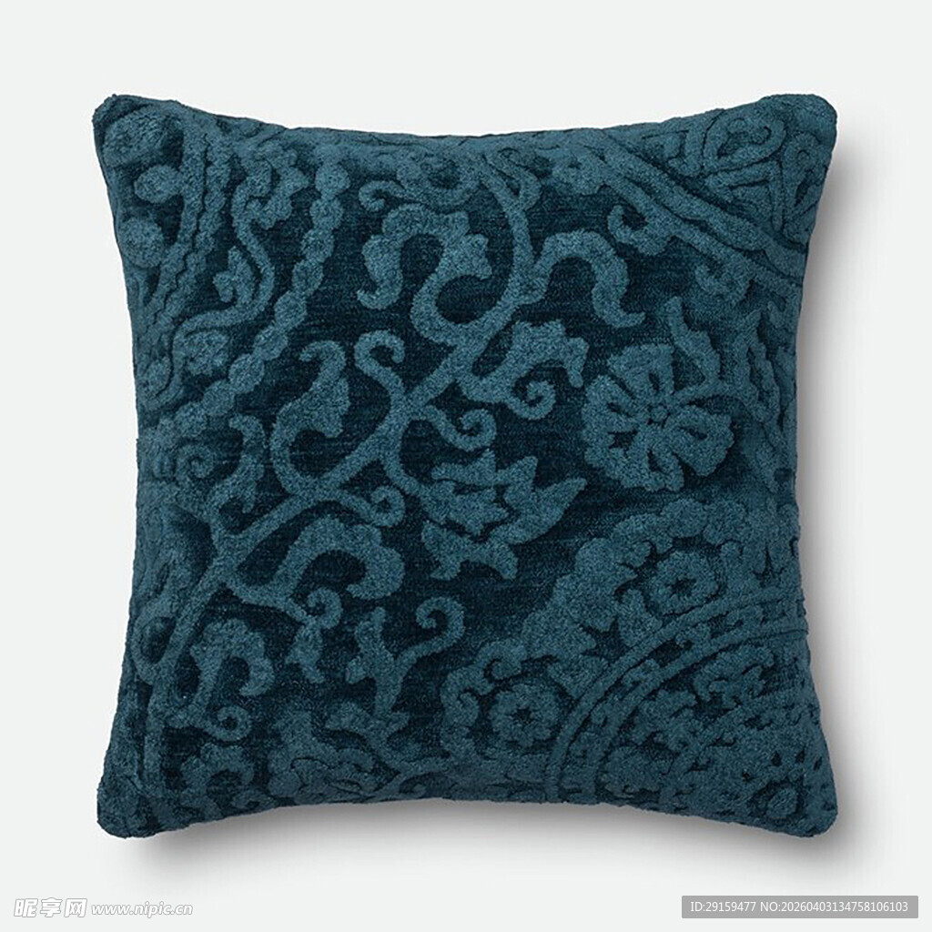 蓝绿色花纹抱枕